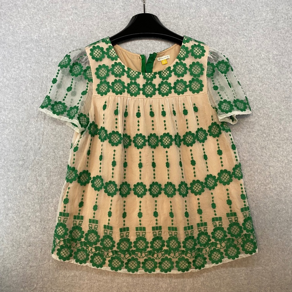 Leifsdottir Green and Cream Blouse